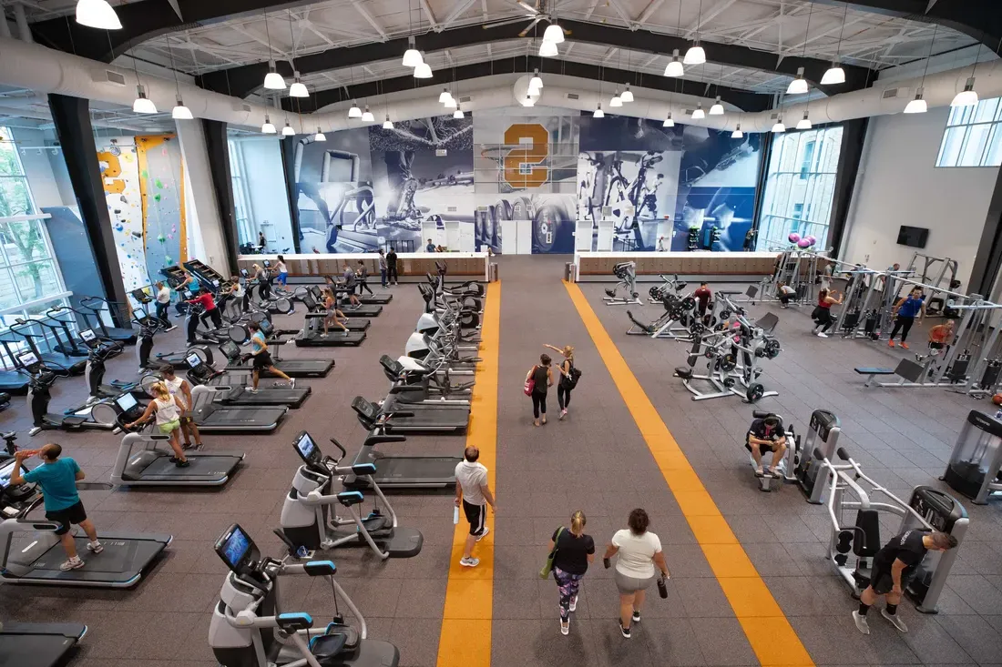 The Barnes Center at the Arch workout area.